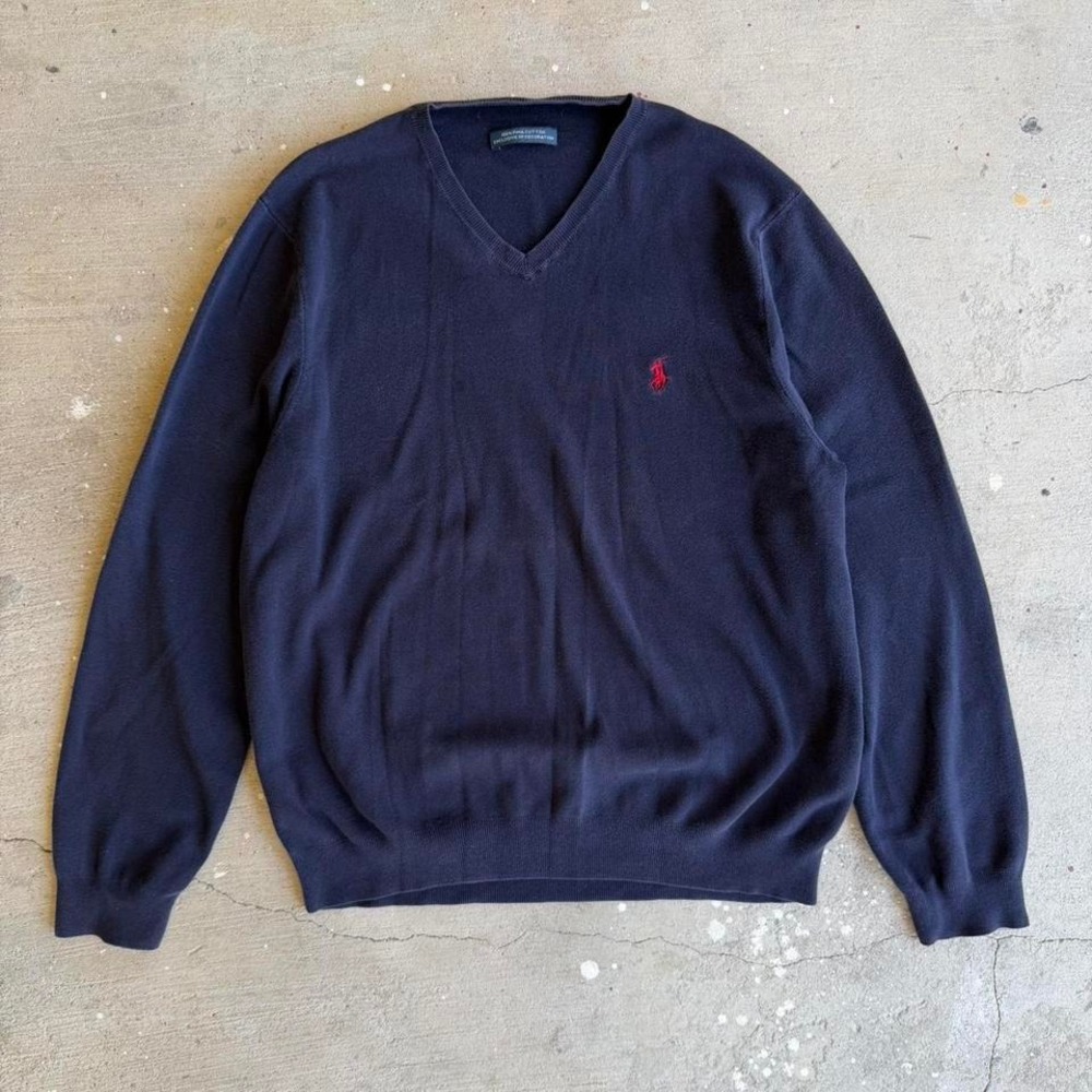 Polo Navy‎ blue V-neck sweater